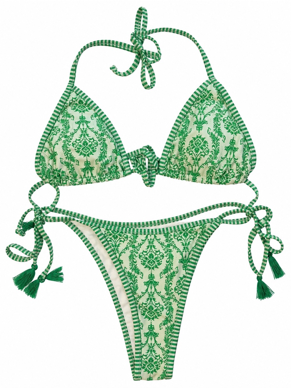 Green Patterned women’s Two-Piece Tie Bikini size large